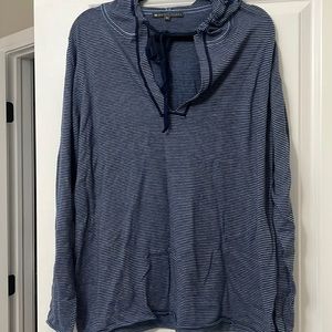 Elliott Lauren Womens Blue Stripe Hoodie Top XL